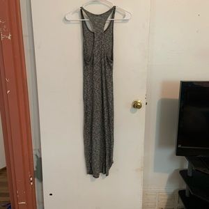 Grey & white pleated body con maxi dress